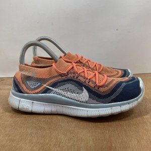 Nike Free 5.0 Flyknit Women's Size 8 Orange Blue Running Shoes 615806-614